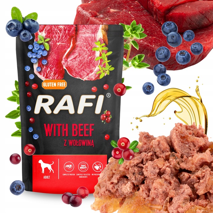 MOKRA KARMA DOLINA NOTECI RAFI ADULT BEZ ZBÓŻ SASZETKA MIX SMAKÓW 24 x 500G