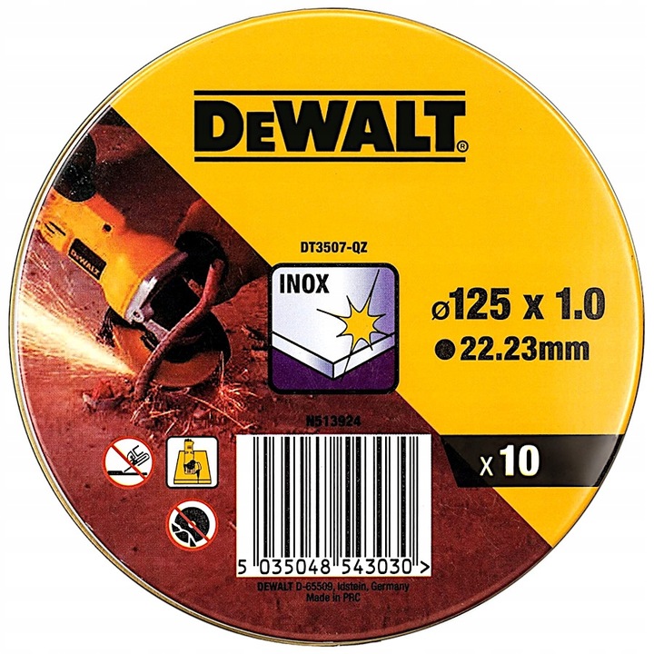 DEWALT TARCZA DO METALU INOX 125X1MM 10SZT DT3507
