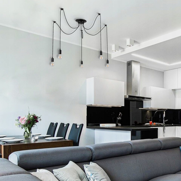Lampa sufitowa wisząca żyrandol LED 5xE27 oprawa LOFT PAJĄK