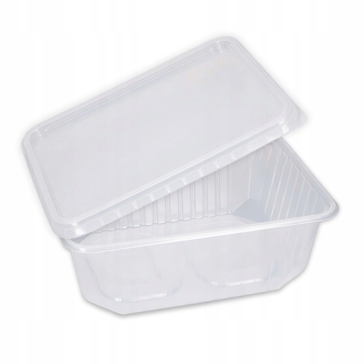 Pojemniki na Żywność Jednorazowe 1000 ml Prostokątne z Pokrywką 50 Sztuk