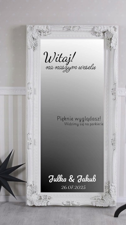 NAKLEJKA NA LUSTRO naklejki personalizowane na wesele ślub imprezę urodziny