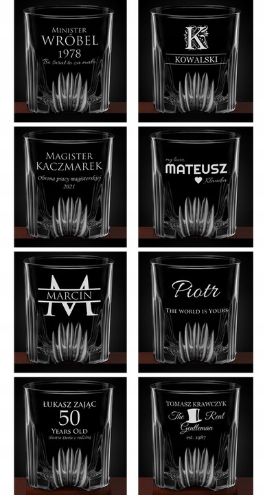 Karafka 6 Szklanek Zestaw do Whisky z Grawerem Prezent na Urodziny Imieniny