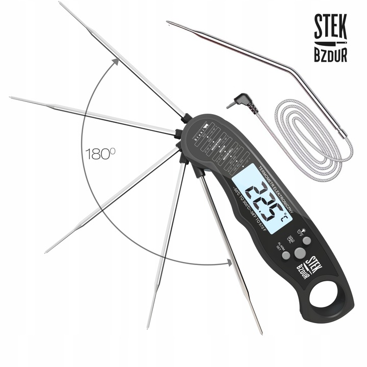 Termometr Kuchenny Cyfrowy do Mięsa Steków Żywności STEK BZDUR LCD