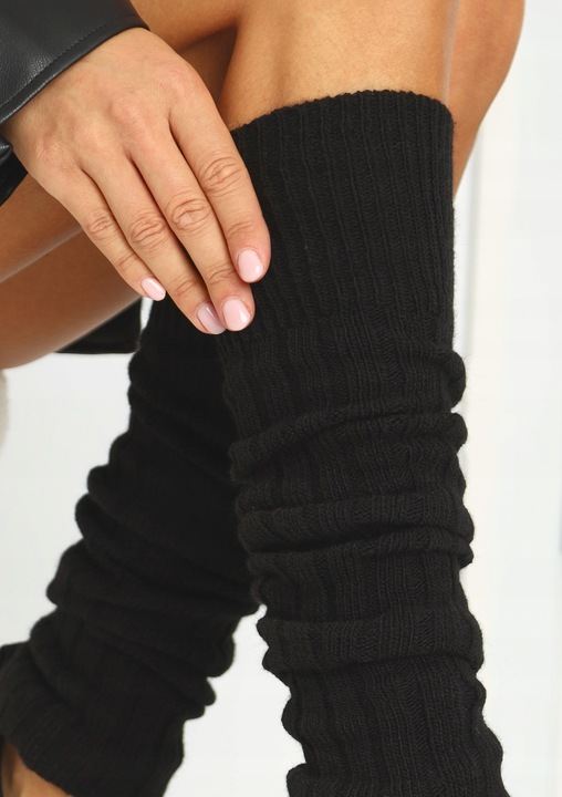 Ocieplacze na Nogi Getry Damskie na Łydki Ciepłe Czarny Cerber ONE