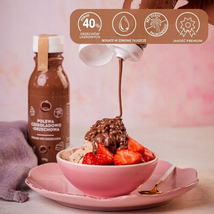 Polewa czekoladowo-orzechowa 40% orzechów 330g DESEO polewa czekoladowa