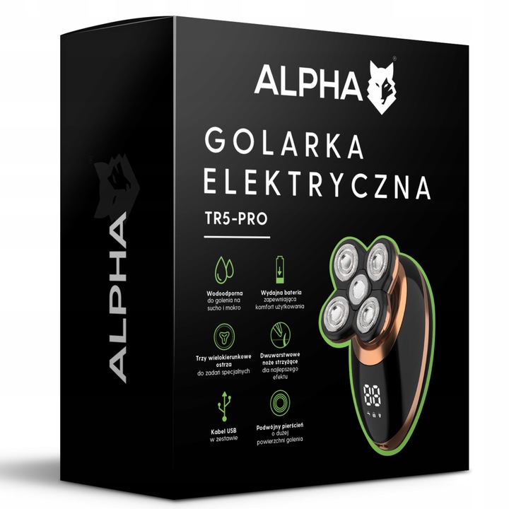 Golarka Męska 5W1 Maszynka do Golenia Brody, Włosów i Głowy - Trymer Alpha