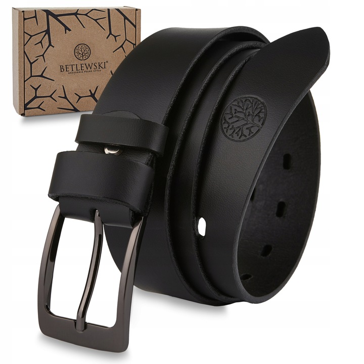 Betlewski Pasek męski skóra naturalna prostokątna klamra trwały 105