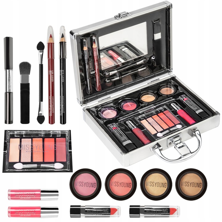 Kuferek Z Kosmetykami Walizka Zestaw Do Makijażu Makeup Paleta Cieni