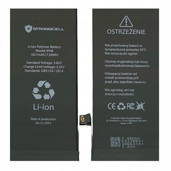 Bateria do iPhone 8 A1863 A1905 A1906 STRONGCELL ŚWIEŻA