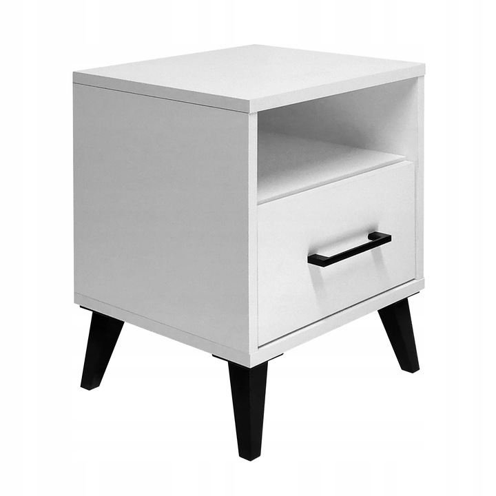 SZAFKA NOCNA KASZMIR BEŻOWY STOLIK NOCNY SZUFLADA LED Z PÓŁKĄ DO