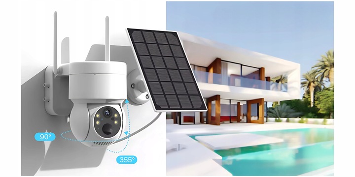ZEWNĘTRZNA KAMERA SOLARNA OBROTOWA IP WIFI 4MP FULL HD DO MONITORINGU KARTA