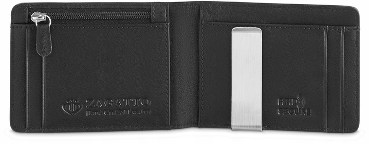 Portfel męski skórzany SLIM czarny mały elegancki wytrzymały RFID ZAGATTO