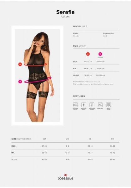 Obsessive Gorset i stringi Serafia czarne M/L