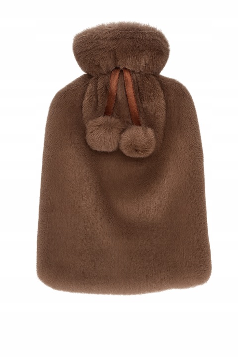 Gumowy termofor duży na wodę w miękkim pluszowym pokrowcu 2l kolor brązowy