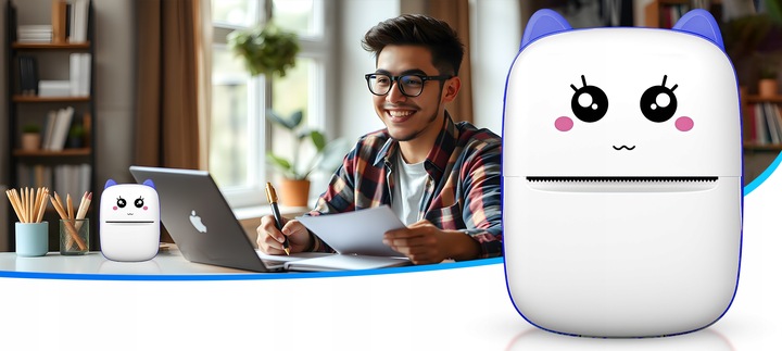 MINI DRUKARKA TERMICZNA DRUKUŚ ORYGINALNY DO ZDJĘĆ NOTATEK + 11SZT ROLEK