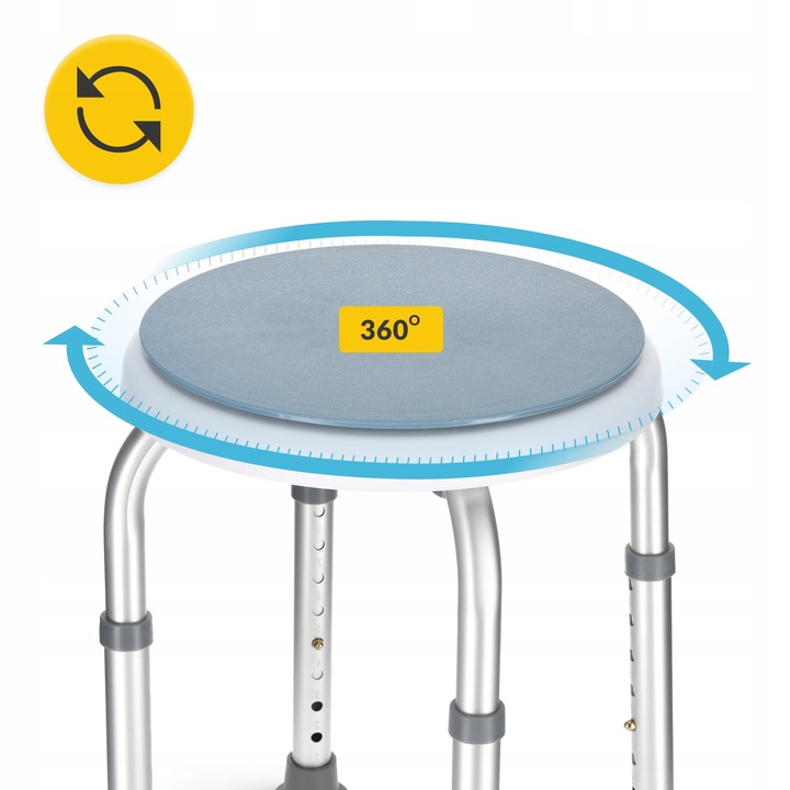 TABORET OBROTOWY STOŁEK SIEDZISKO DO WANNY POD PRYSZNIC REGULOWANA WYSOKOŚĆ