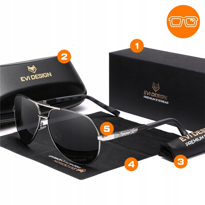 OKULARY PRZECIWSŁONECZNE męskie AVIATOR POLARYZACYJNE PILOTKI UV400 +