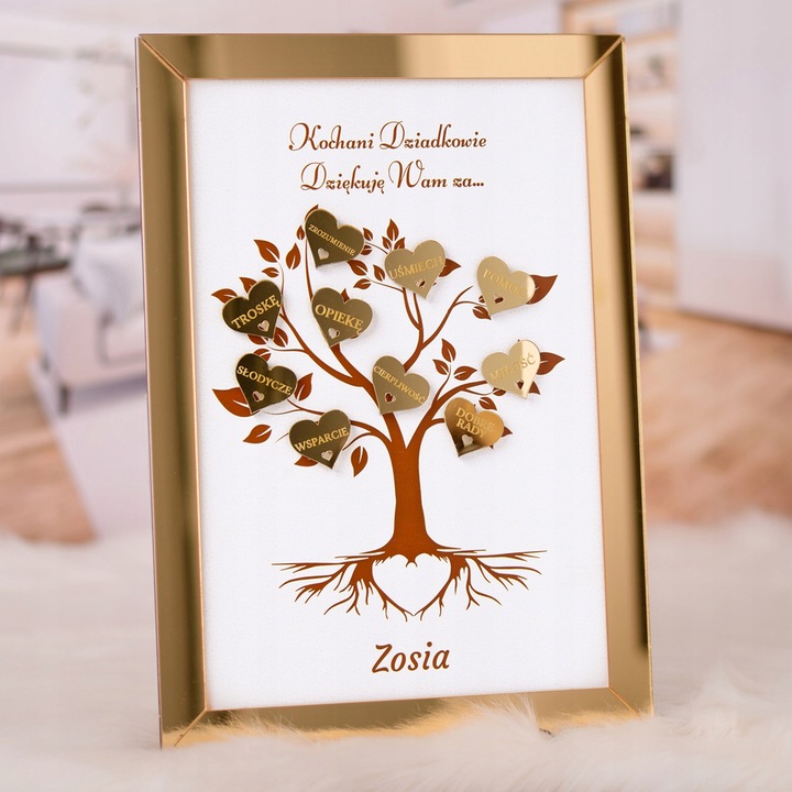 Prezent na dzień Babci i Dziadka Laurka z serduszkami i personalizacją