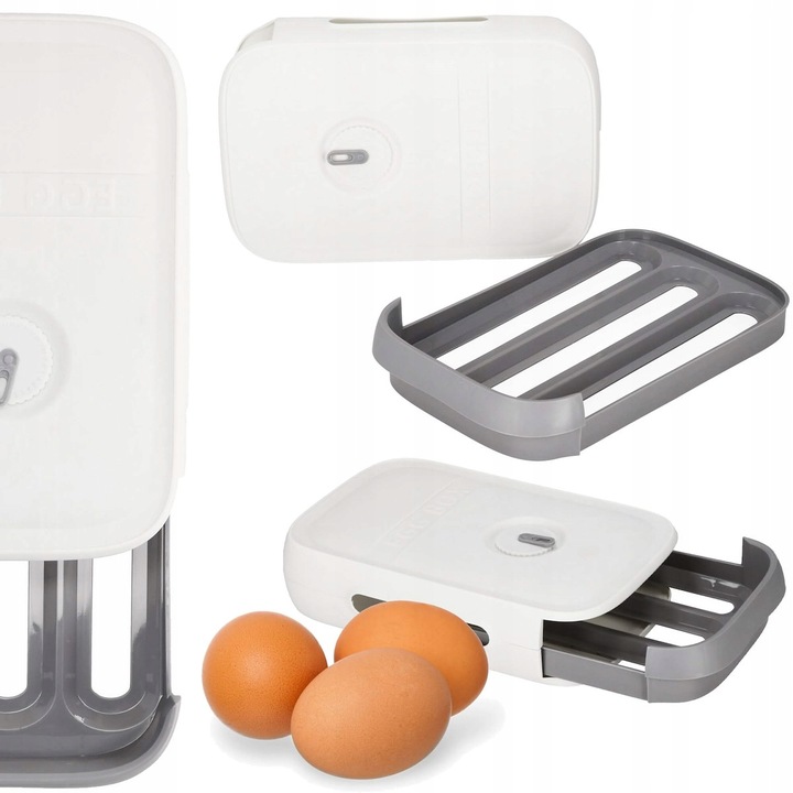 POJEMNIK ORGANIZER NA JAJKA do lodówki PODAJNIK PUDEŁKO ZAMYKANE 21 JAJ
