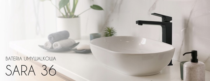 Bateria umywalkowa stojąca wysoka czarna nablatowa kran do umywalki