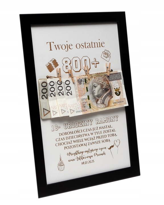 RAMKA prezent 18 URODZINY widzisz TWOJE ostatnie 800+ plus