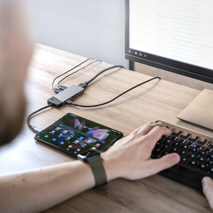 HUB USB-C 7w1 GC Connect PD 85W ADAPTER 3x USB 3.1, HDMI 4K, USB C, SD, TF