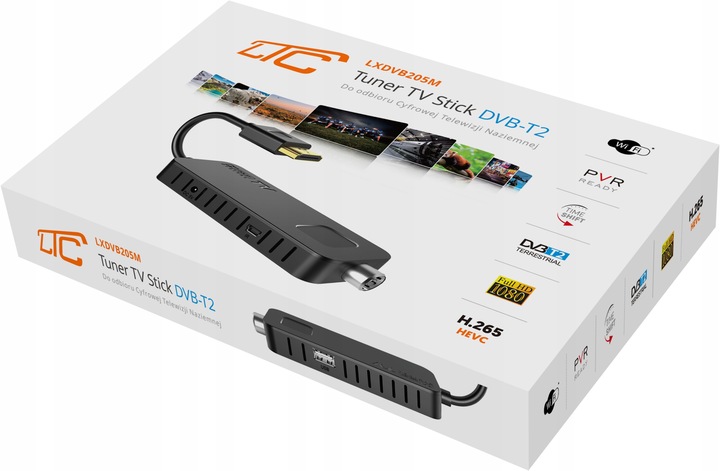 DEKODER TUNER TV HD DVB-T2 i DVB-C HEVC H.265 MINI STICK NAGRYWANIE PVR