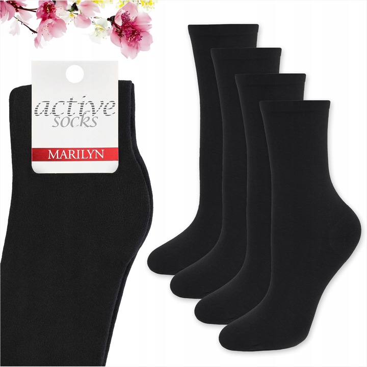 Skarpetki damskie długie Bawełniane polskie czarne active Forte 58 Marilyn