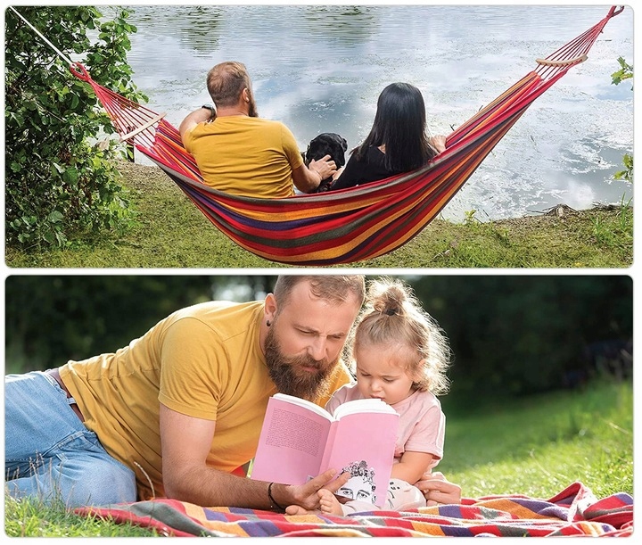 2-OSOBOWY HAMAK ZE STELAŻEM HUŚTAWKA 200KG 270x150