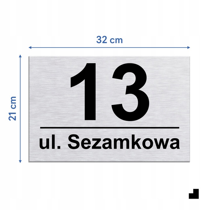Nierdzewny Numer Na Dom Tabliczka Adresowa z Numerem Domu 32x21 cm
