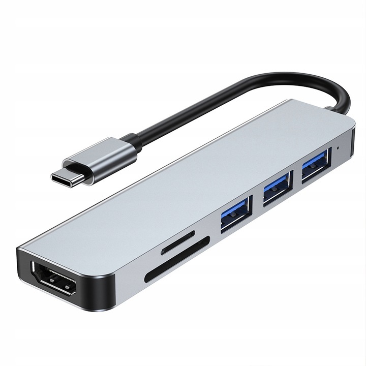 HUB USB ADAPTER 6W1 ROZDZIELACZ ROZGAŁĘŹNIK USB-C 2X USB 2.0 3.0 HDMI PD SD