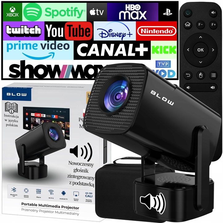PRZENOŚNY PROJEKTOR RZUTNIK ANDROID SMART TV WIFI FULL HD + ETUI