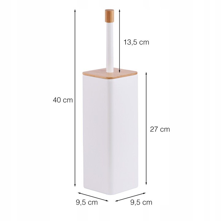 Szczotka do WC łazienki biała wysoka zamknięta z bambusem loft YOKA