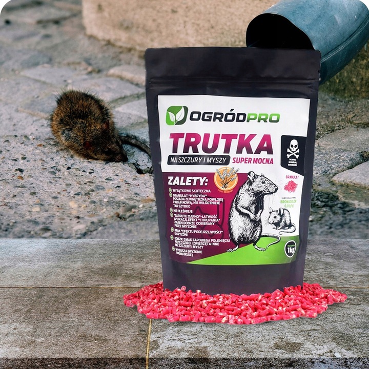 TRUTKA MEGA MOCNA GRANULAT Na Szczury Myszy Gryzonie Deratyzacja 1 KG