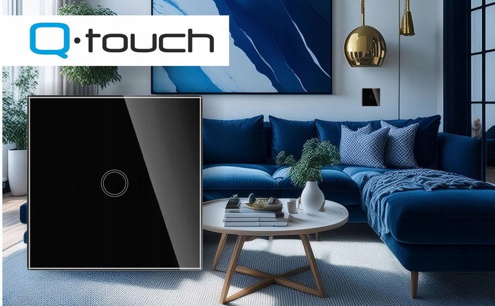 WŁĄCZNIK WYŁĄCZNIK ŚWIATŁA SZKLANY DOTYKOWY POJEDYNCZY CZARNY SZKŁO CZARNE