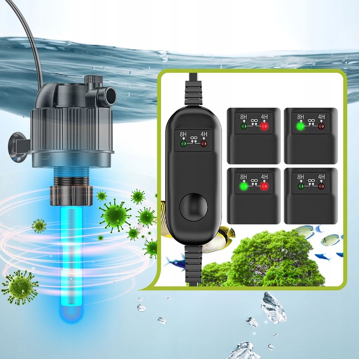 5W1 FILTR WEWNĘTRZNY Z LAMPĄ UV 500L/H DO AKWARIUM 10-120L z UVC