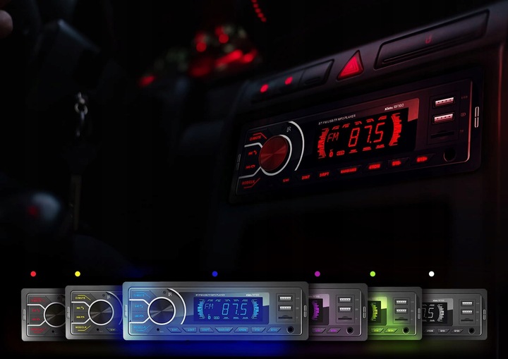 Xblitz RF100 Radio samochodowe Bluetooth USB x2 Micro SD MultiColor