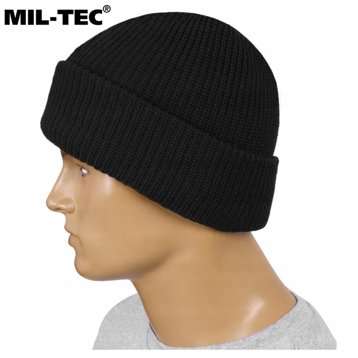 CZAPKA ZIMOWA WOJSKOWA MIL-TEC OCIEPLINA 3M THINSULATE CIEPŁA CZARNA