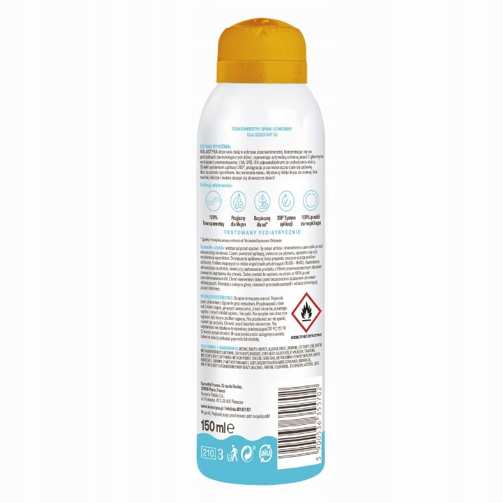 SPRAY OCHRONNY DLA DZIECI KOLASTYNA SPF 50 NA SUCHĄ I MOKRĄ SKÓRĘ 150ML