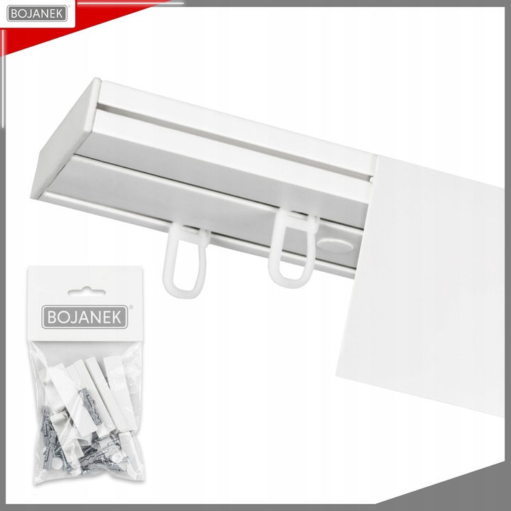 KARNISZ Podwójny z Maskownicą Szyna Sufitowa PCV Biała 300cm z Osłoną