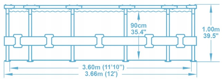 Basen stelażowy ZESTAW ogrodowy z pompą 366 x 100 Drabinka Filtr Bestway
