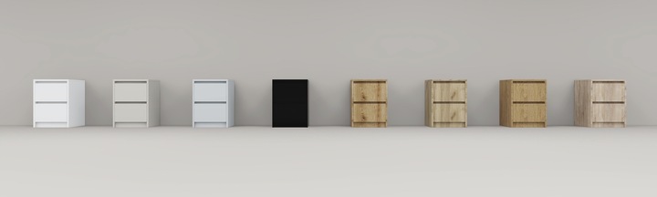 Praktyczna Szafka Nocna biała 2 szuflady stolik nocny loft 42x52x43cm