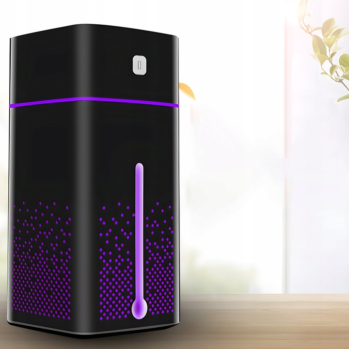 NAWILŻACZ POWIETRZA DYFUZOR ZAPACHOWY AROMATERAPIA LAMPKA LED CZARNY