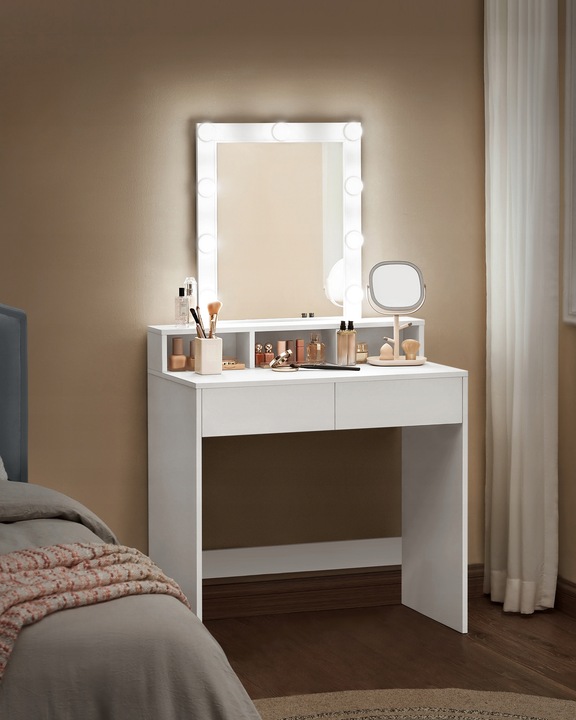 Toaletka z lustrem i oświetleniem led biała nowoczesna