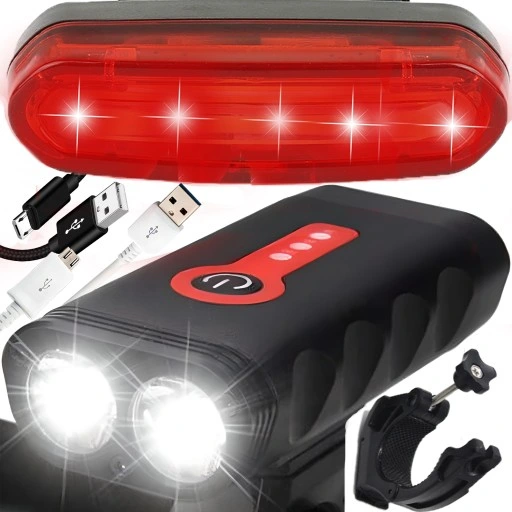 LAMPKA ROWEROWA LED PRZÓD 1600 LUMENÓW MOCNA + TYŁ
