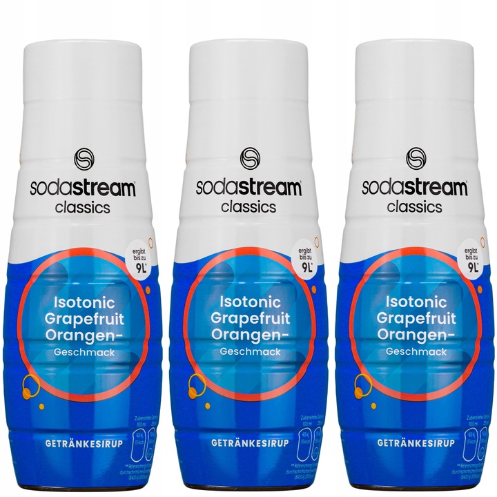 3x SYROP SODASTREAM IZOTONIK GREJPFRUT POMARAŃCZA KONCENTRAT 440ML
