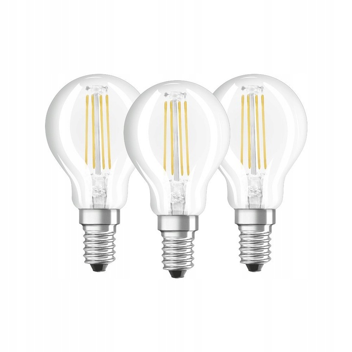 3x Żarówka LED E14 P45 4W = 40W 470lm 4000K Neutralna 320° Filament