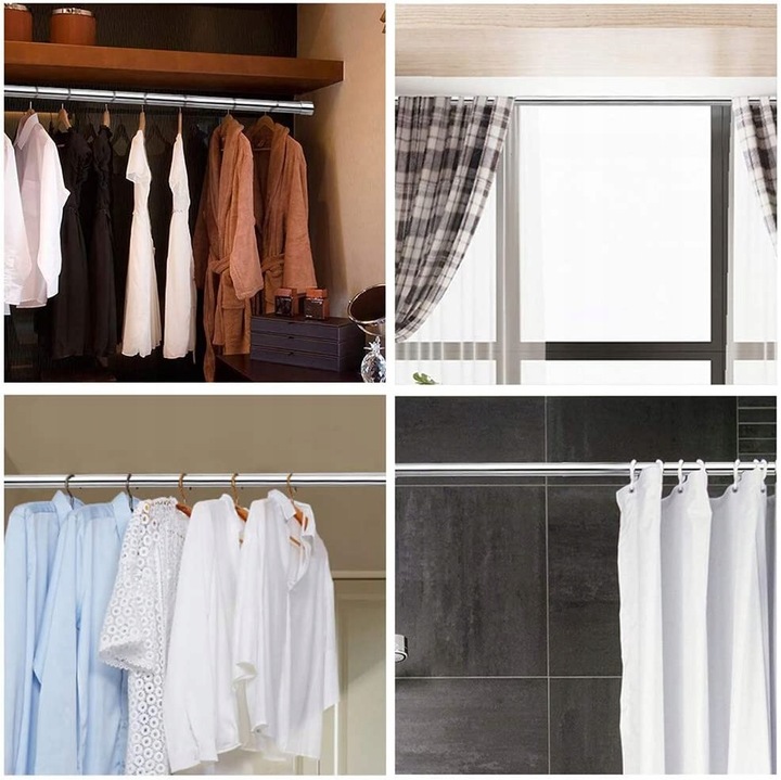 Drążek Rozporowy Prysznicowy Do Szafy Zasłon Teleskopowy Regulowany