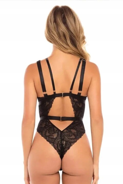 Seksowne koronkowe czarne zdobione body 111k