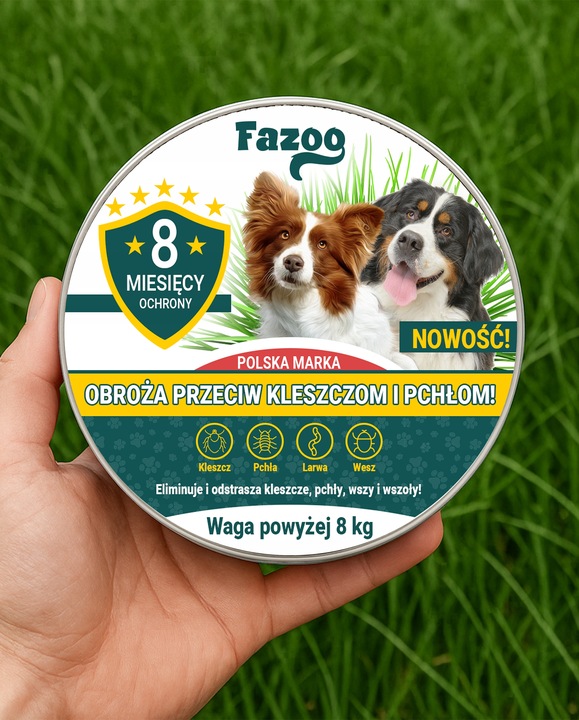 OBROŻA NA KLESZCZE i Pchły dla Dużego Psa Antykleszczowa 8 Miesięcy Fazoo